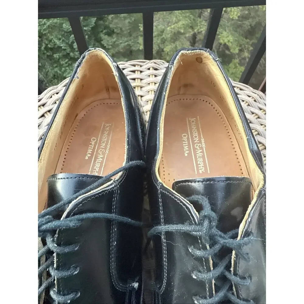 Johnston & Murphy Men’s Black Leather Oxford Dress Shoes Size 10 D Optima
